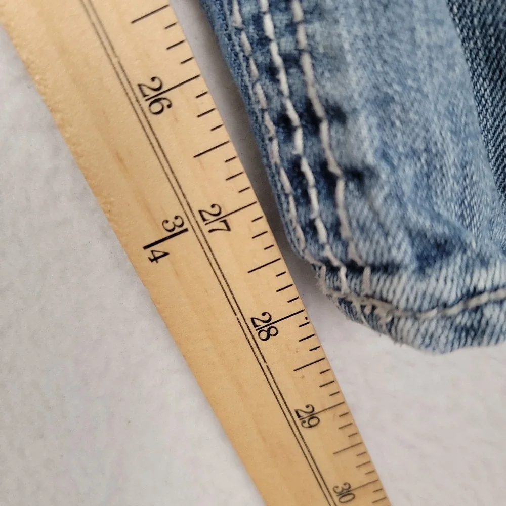 BKE Tyler Straight Leg Jeans Men's 34S Light Wash Thick Stitch Denim